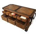 Distressed Chestnut Kitchen Cart with 3 Drawers