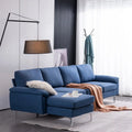 110" L-Shaped Modular Sofa with Chaise and Iron Legs - Seats 4, Upholstered Fabric