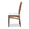 Laluna Contemporary Bohemian Rattan and Mahogany Dining Chair with Cushion
