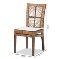 Laluna Contemporary Bohemian Rattan and Mahogany Dining Chair with Cushion