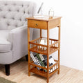 Wooden End Table with Storage Compartment