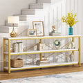 Extended Console Sofa Table with Metal Frame for Entryway - 3-Tier TV Stand