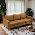 Cognac Tan Genuine Leather Mid-Century Modern Couches by Madeline