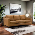 Cognac Tan Genuine Leather Mid-Century Modern Couches by Madeline