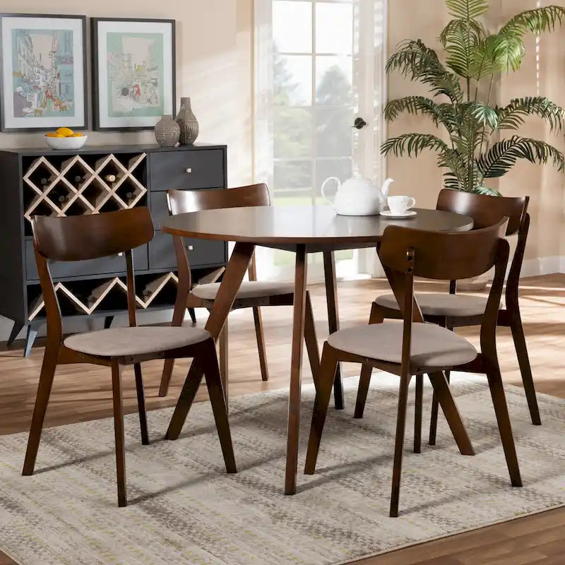 Rika 5-Piece Mid-Century Modern Transitional Dining Set