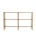 Jensen Gold Metal Console Table with Glass Shelves by SEI Furniture - Narrow Design