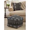 Dark Mudcloth Patterned Floor Pouf