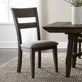 7-Piece Trestle Table Set with Double Bridge in Dark Chestnut