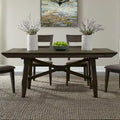 7-Piece Trestle Table Set with Double Bridge in Dark Chestnut