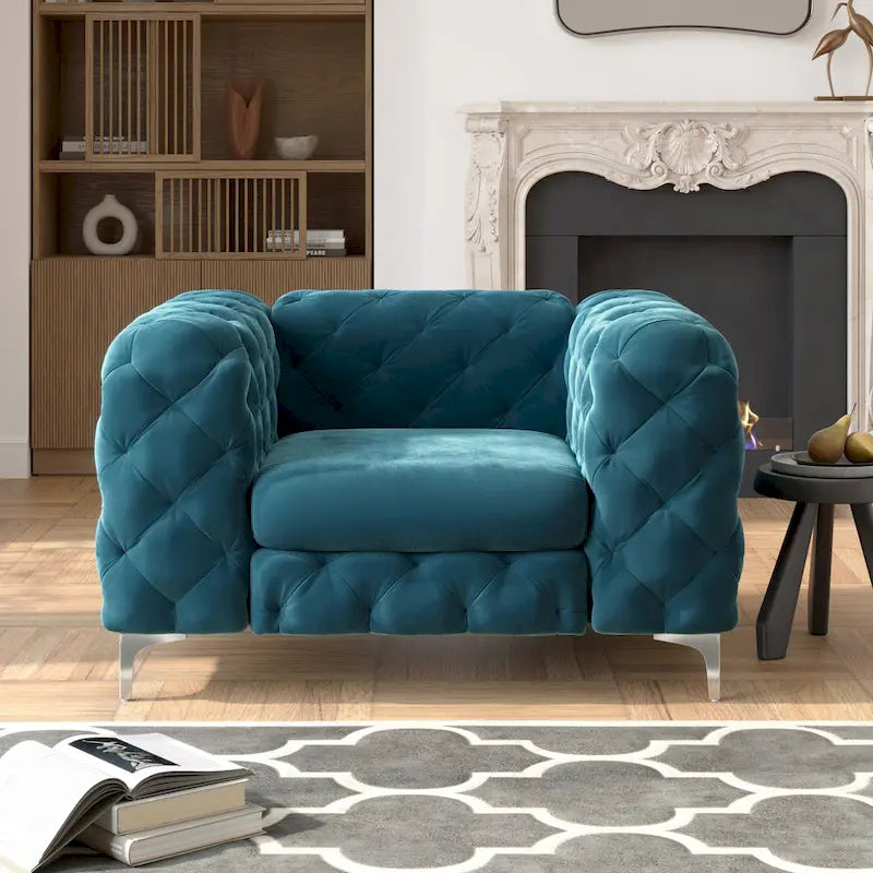 Corvus Aosta Tufted Velvet Chesterfield Lounge Chair