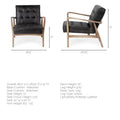 Phineas Black Genuine Leather Accent Chair with Brown Solid Wood Frame
