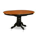 East West Furniture 7-Piece Round Dining Set - Black & Cherry Kitchen Table with 6 Chairs (Seat Options Available)