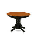 East West Furniture 7-Piece Round Dining Set - Black & Cherry Kitchen Table with 6 Chairs (Seat Options Available)