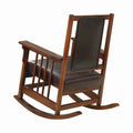 Mission Style Rocking Chair with Leather Upholstered Seat and Back in Tobacco and Dark Brown