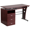 3-Drawer Pedestal Computer Desk with Keyboard Tray