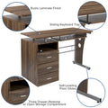 3-Drawer Pedestal Computer Desk with Keyboard Tray