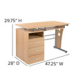 3-Drawer Pedestal Computer Desk with Keyboard Tray