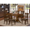 East West Furniture 7-Piece Oval Dining Set - Espresso Wooden Table with 6 Matching Chairs (Customizable Seat Options)