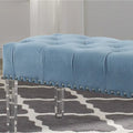 Roundhill Furniture Valley Velvet Upholstered Bench with Button Tufting and Acrylic Legs