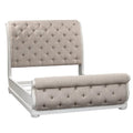 Antique White King Sleigh Bed with Upholstered Design from Magnolia Manor