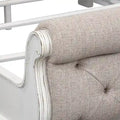 Antique White King Sleigh Bed with Upholstered Design from Magnolia Manor