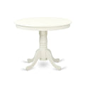 East West Furniture Round Dining Table Set - Kitchen Table with White Faux Leather Parson Chairs in Linen White (Various Piece Options)