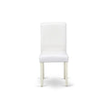 East West Furniture Round Dining Table Set - Kitchen Table with White Faux Leather Parson Chairs in Linen White (Various Piece Options)