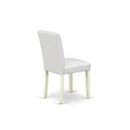 East West Furniture Round Dining Table Set - Kitchen Table with White Faux Leather Parson Chairs in Linen White (Various Piece Options)