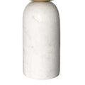 Modern 17-Inch Round Brass Accent End Table with Cylindrical Marble Base in Brass and White
