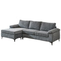 HOOOWOOO Reversible Corduroy Chaise Sofa with Wide Armrests and Ottoman for Living Room