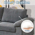 HOOOWOOO Reversible Corduroy Chaise Sofa with Wide Armrests and Ottoman for Living Room