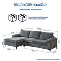 HOOOWOOO Reversible Corduroy Chaise Sofa with Wide Armrests and Ottoman for Living Room