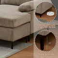 HOOOWOOO Reversible Corduroy Chaise Sofa with Wide Armrests and Ottoman for Living Room