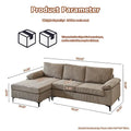 HOOOWOOO Reversible Corduroy Chaise Sofa with Wide Armrests and Ottoman for Living Room