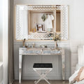 Glamorous Mirrored Console Table with 2 Drawers - Dimensions: 29.92" H x 39.37" W x 13.78" D