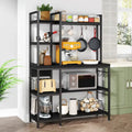 43-Inch Kitchen Bakers Rack with Microwave Stand - 5-Tier Utility Storage Shelf and 10 Hooks for Kitchen and Living Room