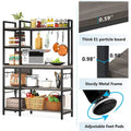 43-Inch Kitchen Bakers Rack with Microwave Stand - 5-Tier Utility Storage Shelf and 10 Hooks for Kitchen and Living Room
