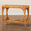 Modern Bohemian Light Honey Rattan Console Table by Bali & Pari - Ramona Collection