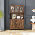 Spacious Kitchen Pantry Storage Cabinet Featuring Glass Doors