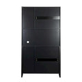 Spacious Kitchen Pantry Storage Cabinet Featuring Glass Doors