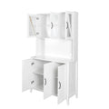 Spacious Kitchen Pantry Storage Cabinet Featuring Glass Doors