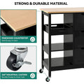 Kleio Solid Wood Kitchen Island Storage Cart with 3 Drawers - Rolling Serving Trolley