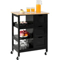 Kleio Solid Wood Kitchen Island Storage Cart with 3 Drawers - Rolling Serving Trolley