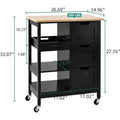 Kleio Solid Wood Kitchen Island Storage Cart with 3 Drawers - Rolling Serving Trolley