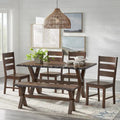 Simple Living Mandeville 6-Piece Solid Wood Dining Set Featuring Bench