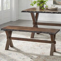 6-Piece Rustic Farmhouse Dining Set Table Chairs & Bench Walnut Finish
