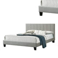 Eve California King Bed with Deep Channel Tufting in Light Gray Upholstery