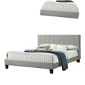 Eve California King Bed with Deep Channel Tufting in Light Gray Upholstery