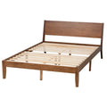 Salvatore Mid-Century Modern Walnut Brown Wood Platform Bed