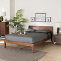 Salvatore Mid-Century Modern Walnut Brown Wood Platform Bed